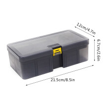 Double Layer Waterproof Fishing Bait Box, 21.5x12x6.7cm, Gray