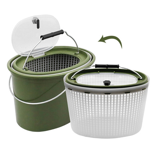 Double-Handle 20L Fish Storage Bucket with Colander and Drain Basket 1