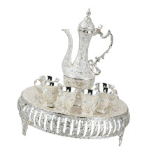 Set aus türkischer Kaffeetasse und Teekanne,-Silberweiß