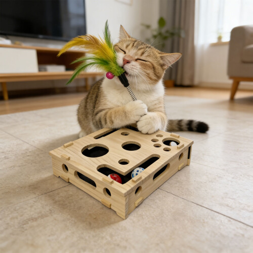 Boîte d'enrichissement de lime à ongles pour chats, avec boule, 1