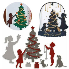 Metal Cutting Dies Christmas Tree Die Cuts DieCutting Stencil Silver Christmas Cards DIY Scrapbooking