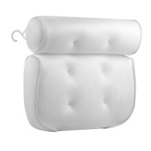 Mesh Bath Pillow Durable With Strong Suction Cups For Bathtub And Spa Neck And Back Support Fits Any Tub White