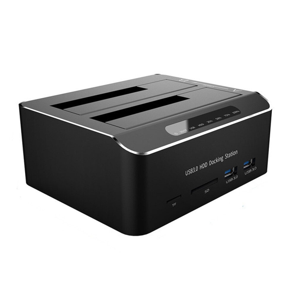 External Hard Drive Dock Usb 3.0 Dual Bay Sata Hdd Ssd Duplicator With Offline Clone And 4-In-1 Function, Aluminum Enclosure With Sd Micro Sd Card 9433291569771