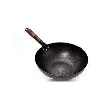 Hammered Carbon Steel Wok Pan with Wooden Handle, NonStick for Induction, Gas and Electric Cooking