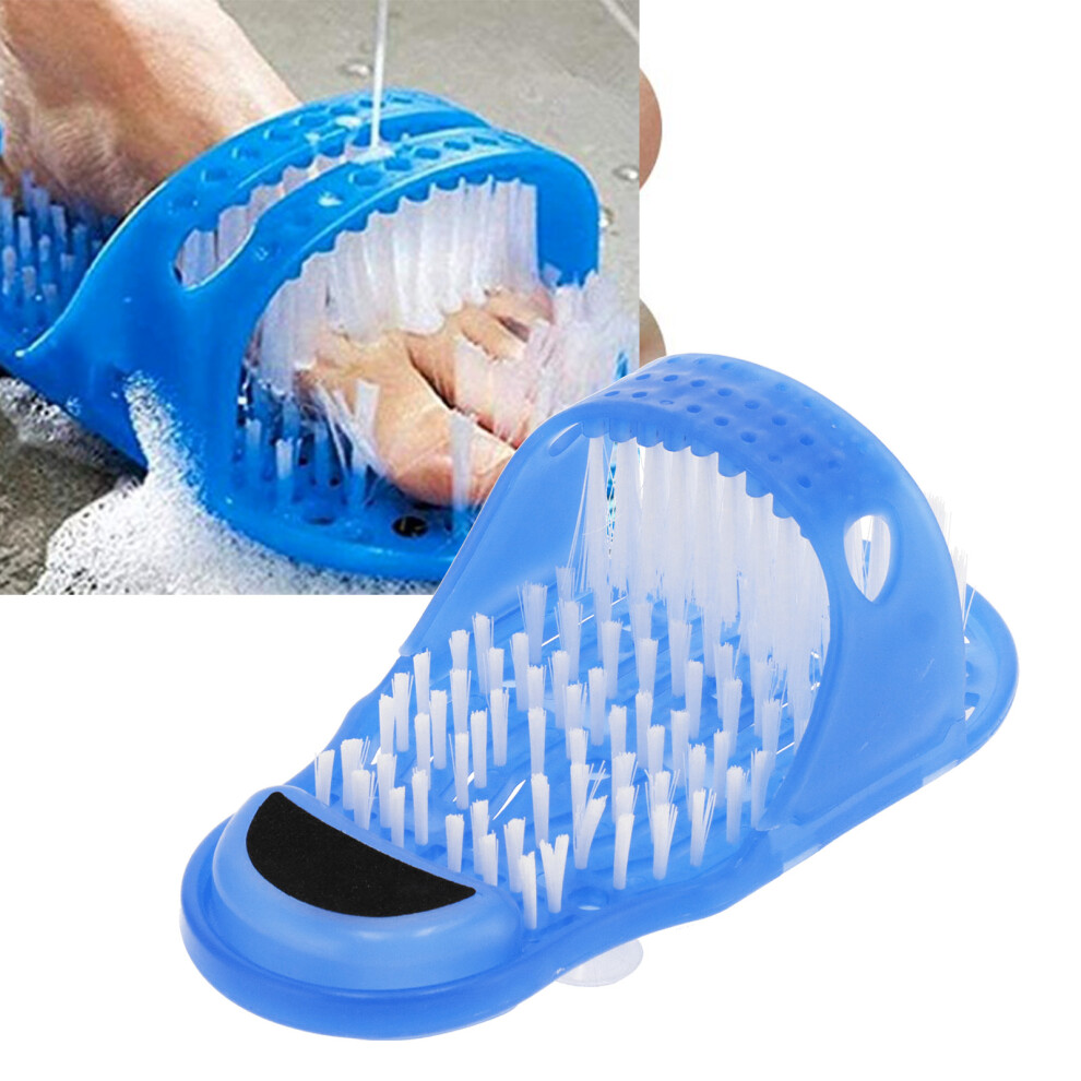 Blue Plastic Shower Foot Scrubber With Suction Cup Â Exfoliating Foot Massager