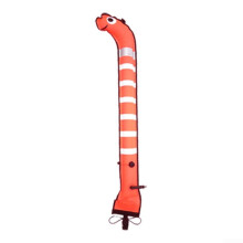 Scuba Diving Safety Marker Buoy SMB Sea Eel Shape Nylon Rubber Reflective Strips For Diver Alerting 1.5m x 15cm Orange