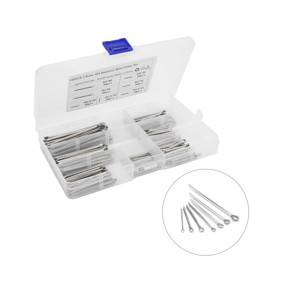 Car & Mechanical 150Pcs Stainless Steel Cotter Pin Clips Assortment Split Pins 9311378045656