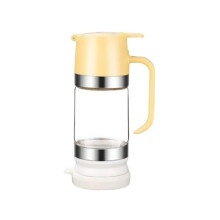 Honey Dispenser Leak Proof Borosilicate Glass Syrup Jar for Sweeteners Yellow and White