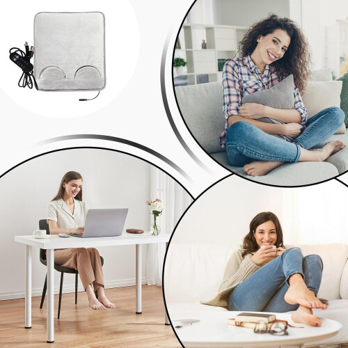 Electric Foot Warmer USB Heating Pad With Auto Shutoff Adjustable Temp For Office/Home Grey/Black 2
