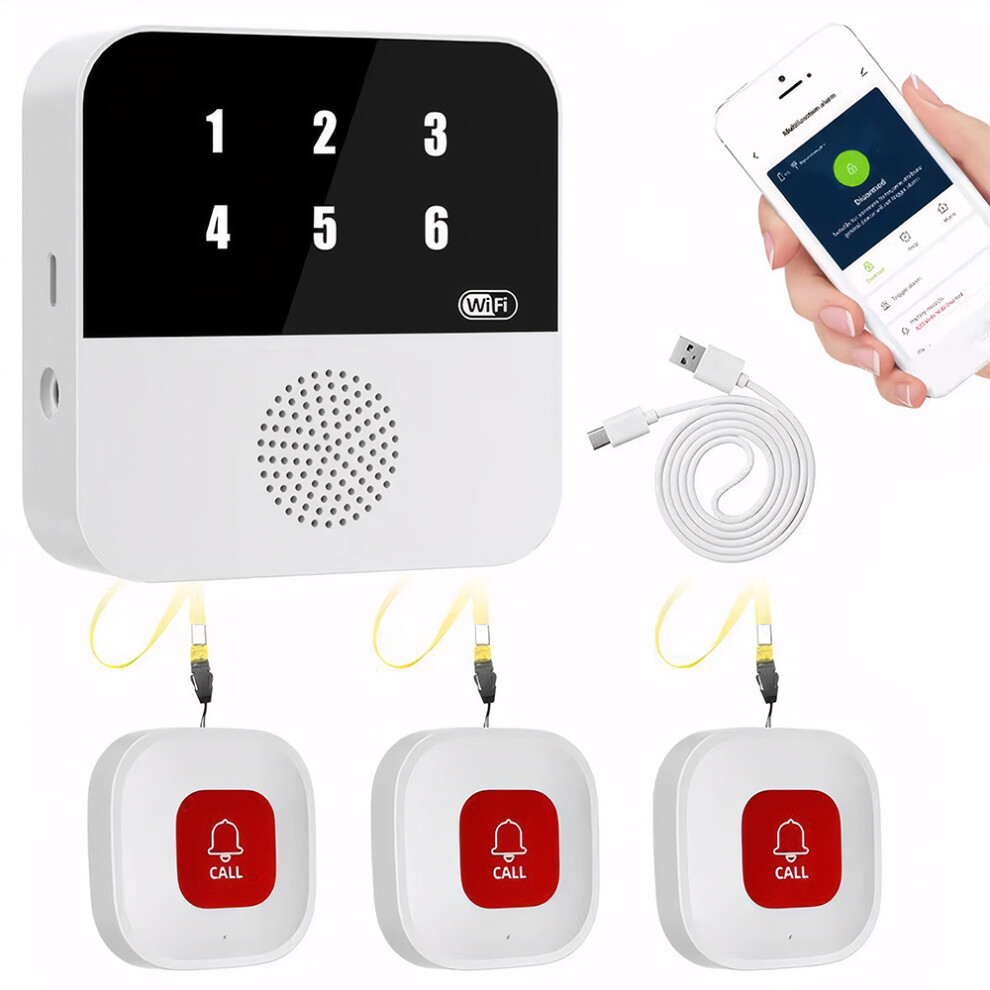 Wireless Caregiver Pager System, Caregiver Pagers Life Alert Systems with Call Record Recording, Emergency Alert System for Seniors with SOS Panic