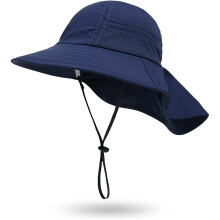 Sun Hat for Kids, UPF 50+ Sun Protection Wide Brim Beach Hat with Long Neck Flap, Breathable Mesh Ventilation Lightweight Fabric Adjustable Chin