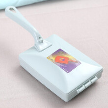 Handheld Carpet Sweeper with Double Brush Design for Sofa and Table Crumb Removal, OneButton Emptying, Blue