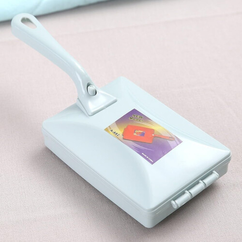 Handheld Carpet Sweeper with Double Brush Design for Sofa and Table Crumb Removal, OneButton Emptying, Blue