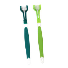 Triple Headed Dog Toothbrush 2Pcs For Pets With Ergonomic Handle For Puppies Dogs And Cats Daily Oral Care