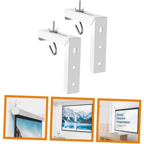 Adjustable Projector Screen Wall Mount Bracket White Steel Ceiling Compatible With Projector Screens Finger Tight Wing 1