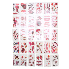 Temporary Halloween Tattoos Realistic Blood Scars Simulation Stickers For Costume Parties Waterproof Lasting Design Non Toxic Skin Safe Halloween