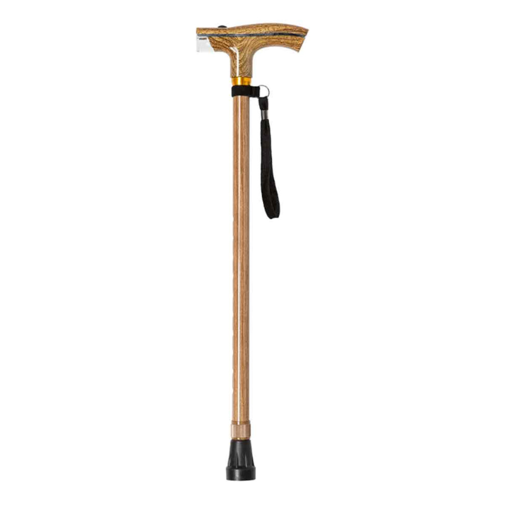Lightweight Mobility Cane for Elderly, Adjustable Height Levels Corrosion-Resistant Anodized Aluminum Walking Stick with Flashlight, Durable