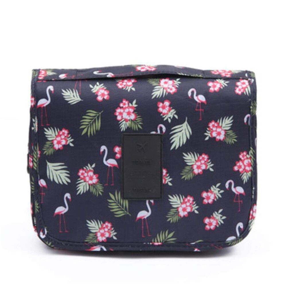Black Capacity Makeup Bag Travel Cosmetic Bag Waterproof Toiletries Storage Cosmetics Bag Flamingo