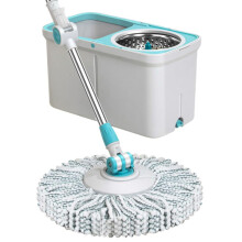 Spin Mop and Bucket Set with 360 Rotating Microfiber Head, Stainless Steel Wringer and 4 Pads