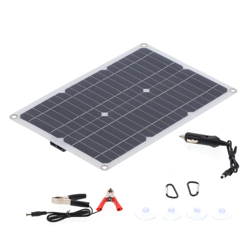 23W Monocrystalline Silicon Flexible Solar Panel Kit with Dual USB & DC Outputs 1