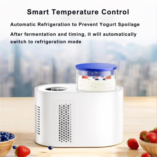 3in1 Automatic Yogurt Maker and Cup Cooler with LCD Display, 060C Fast Heating Cooling, White 1