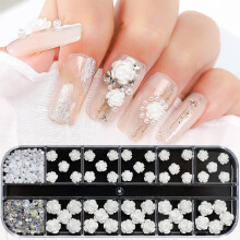 Modische Nagelaccessoires, Glitzernde Ballerina-Kunstnägel für sofortigen Glamour, Künstliche Nägel mit 3D-Rosenblüten-Design und einem