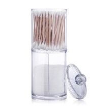 Accessorio essenziale per il bagno, contenitore spazioso a doppio strato a 2 celle per cosmetici, plastica trasparente per cotton fioc, facile da
