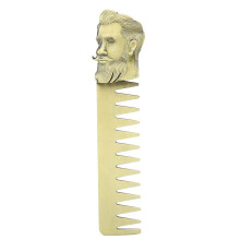 Zinc Alloy Beard Comb For Men, Oil Hair Styling Travel Comb With Smoothing Teeth And Antistatic Feature, Stylish Skull Pattern Grooming Tool For Home