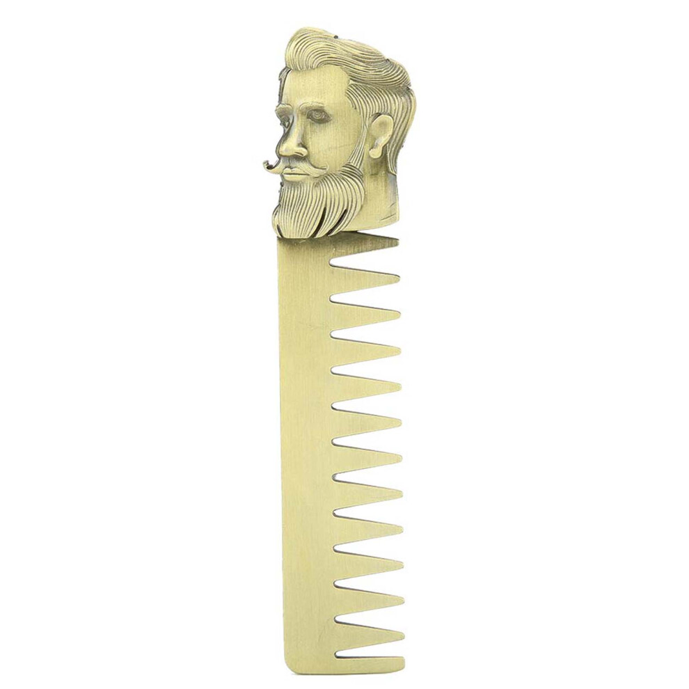 Unisex Men's Oil Hair Styling Comb Zinc Alloy Antistatic Beard Comb With Smoothing Teeth And Stylish Skull Pattern, Compact Travel Grooming Tool For Home