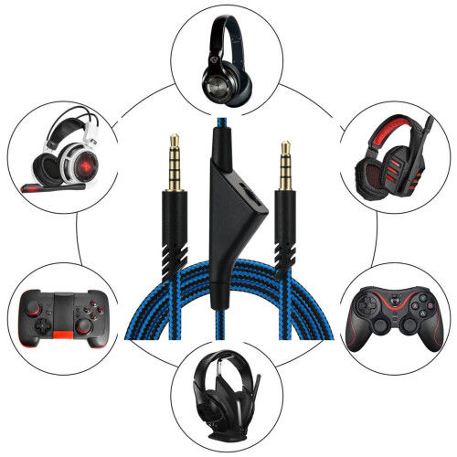 Replacement Audio Cable for Astro A40 Headset, Volume Control Function Nylon Braided Cable with Mute Control, Compatible with Astro A10 A40TR Gaming 2