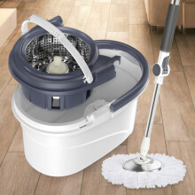 Spin Mop Bucket with Microfiber Head, 360 SelfWringing Hands Design, 2 Mop Heads Included