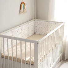 Breathable Crib Bumper with ThreeLayer Safety Padding and Soft Fabric Baby Bed Rail Protector NO11
