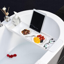 Adjustable Bath Tray Extendable Bathtub Caddy With Retractable Shelf For Wine And Book Storage Fits Most Tubs
