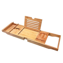 Adjustable Bamboo Bath Caddy Tray Extendable NoDrill Bathtub Rack Bamboo Bathroom Shelf Multifunctional Spa Tray