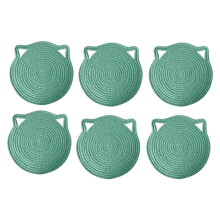6Pcs Absorbent Braided Cotton Fabric Mug Pad Cute-lake green