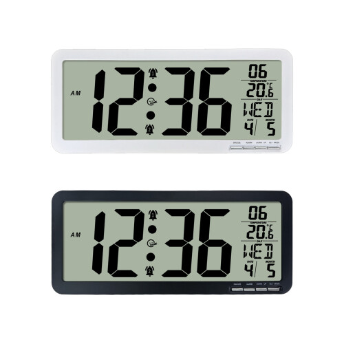 Digitale Wanduhr mit großem LCD-Bildschirm,-Schwarz 1