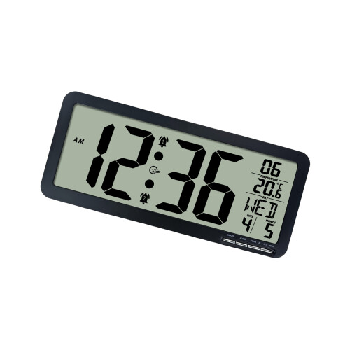 Digitale Wanduhr mit großem LCD-Bildschirm,-Schwarz