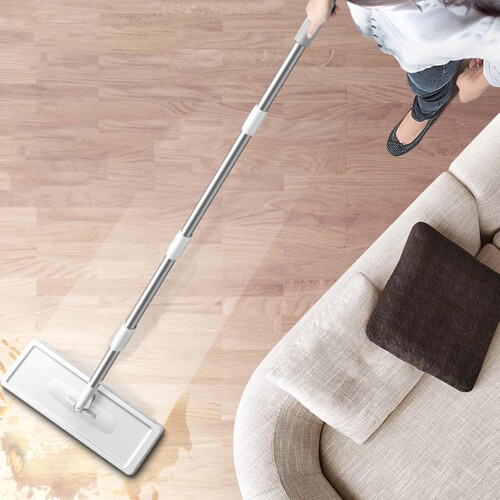 Flat Mop and Bucket Set with 360 Rotating Microfiber Head, Reusable Pads, Adjustable Long Handle 1