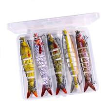 Wobblers 5Pcs Jointed Multi Section Crankbait Soft Lure With Treble Hook Sinking Casting Swimming Lure