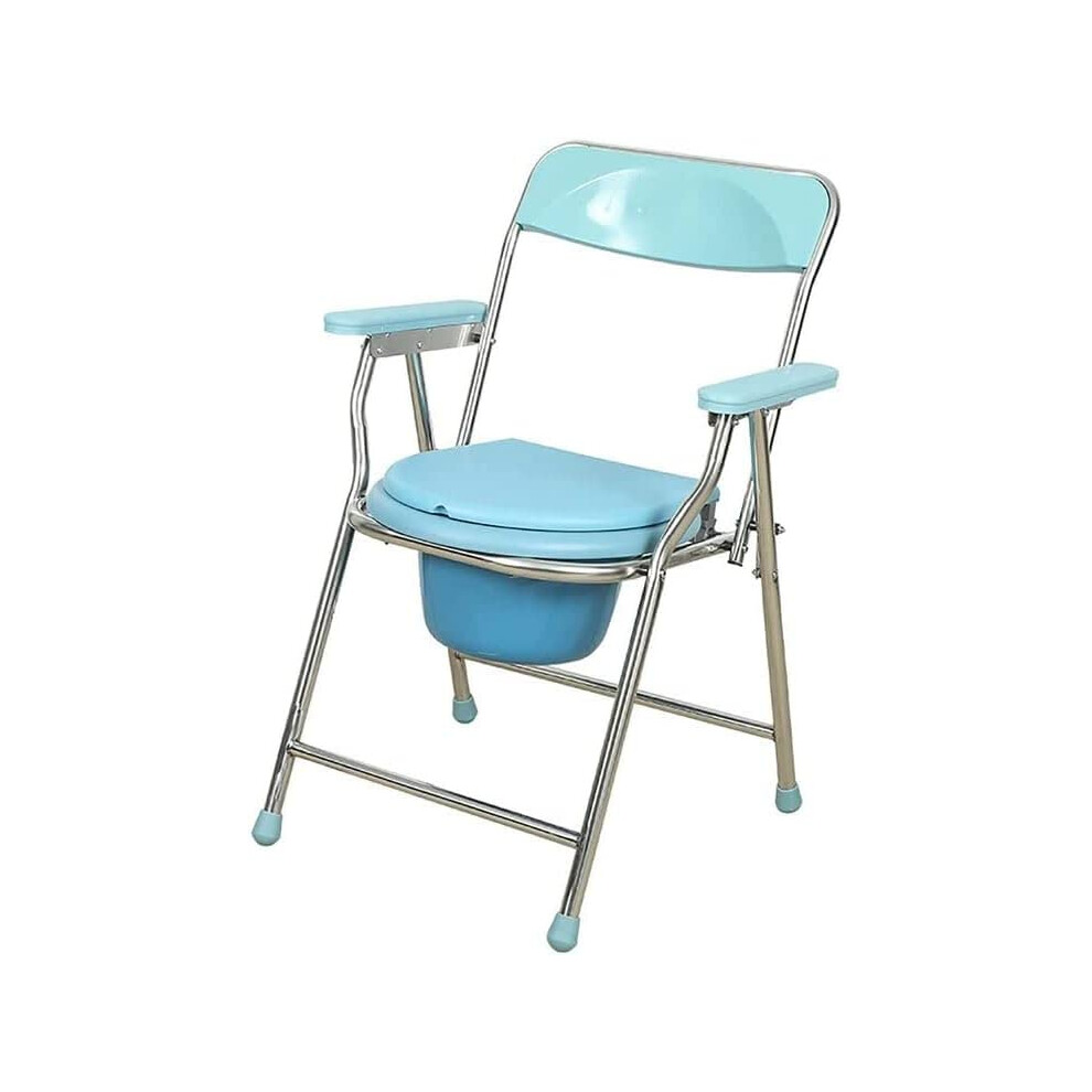 Fold Commode/Shower Chair Portable NonSlip With Backrest And Armrests For Elderly Toilet Chair Toilet Alternative