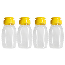 4pcs Small Honey Squeeze Bottles with LeakProof Flip Cap, Clear Refillable Plastic Dispensers for Syrup and Condiments, 140g