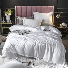 Full Size Bedding Set White Satin Silk King Size Duvet Covers Double Bed Flat Sheet Luxury Silky Twin