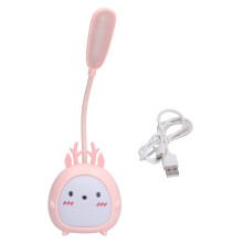 Portable USB Rechargeable Lamp, Child-friendly Silicone Material Desk Lamp with Adjustable 360 Degree Angle and Pen Holder Base for Storage, Cute