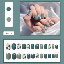 Blaue French Tips Press-On-Nägel, Acryl-Nagelset mit doppelt strukturiertem Design, wiederverwendbarer UV-Lackierung, individuell anpassbarer