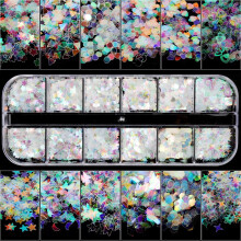 Glitter Ealaíne Ingne Maighdeann Mhara le Grádán Geal, Éasca le hÚsáid do Ghairmithe Tosaitheoirí Calóga Glitter Ingne Ultra-Thana Iridescent