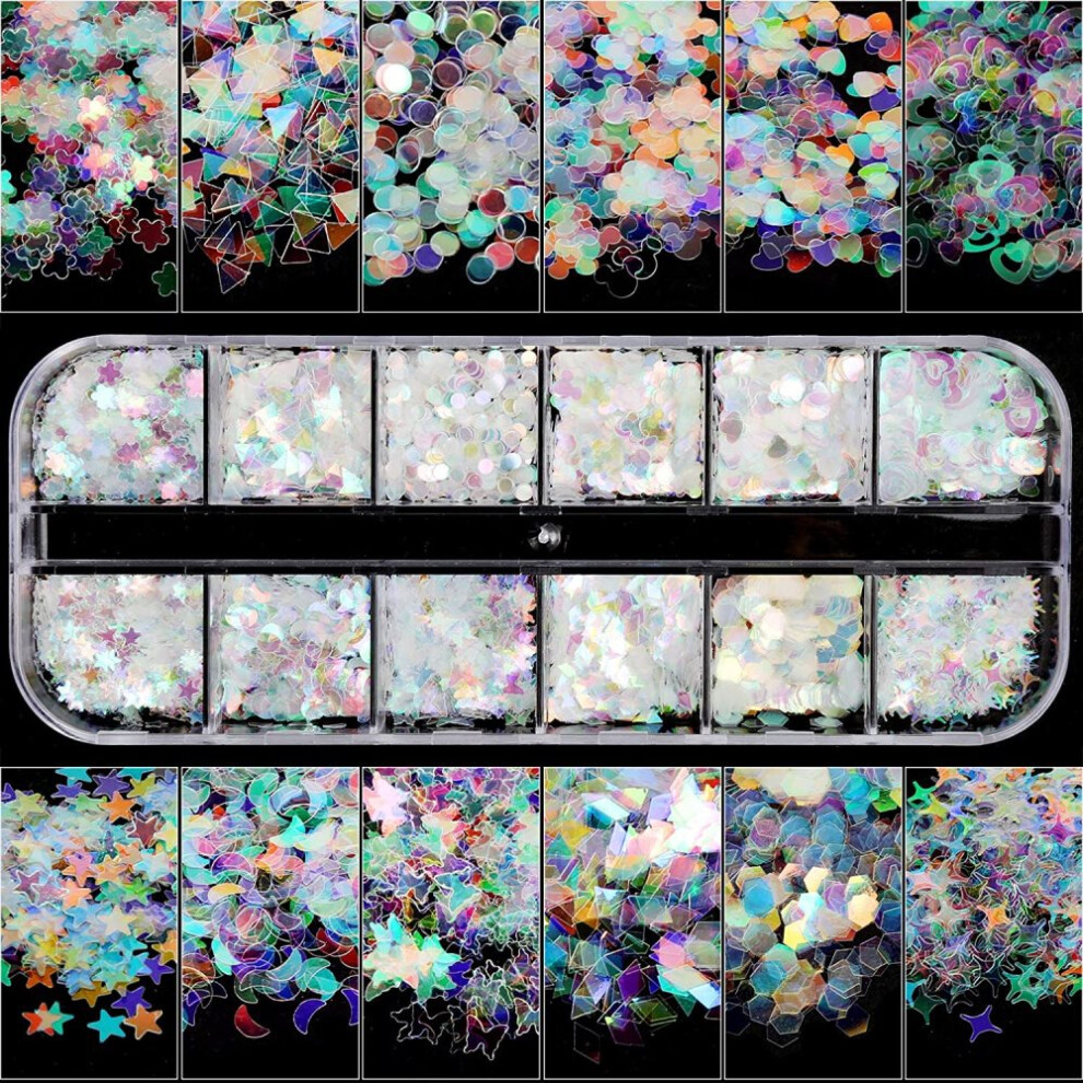 Colorful Glitter Sticker, Long-Lasting Durability Flakes Paillettes Designs, Easy To Apply Holographic Nail Art Decorations, Unique Nail Look For Fes
