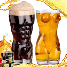Creative Funny Beer Glass with Transparent Wine Glass Aesthetic, Personalized Clear Glass for Nightlife and Celebrations, Elegant Drinkware Mug with