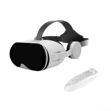 Virtual Reality Headset with Built-in Headphones, 3D VR Glasses for iOS and Android, 110 FOV, Game Controller, White