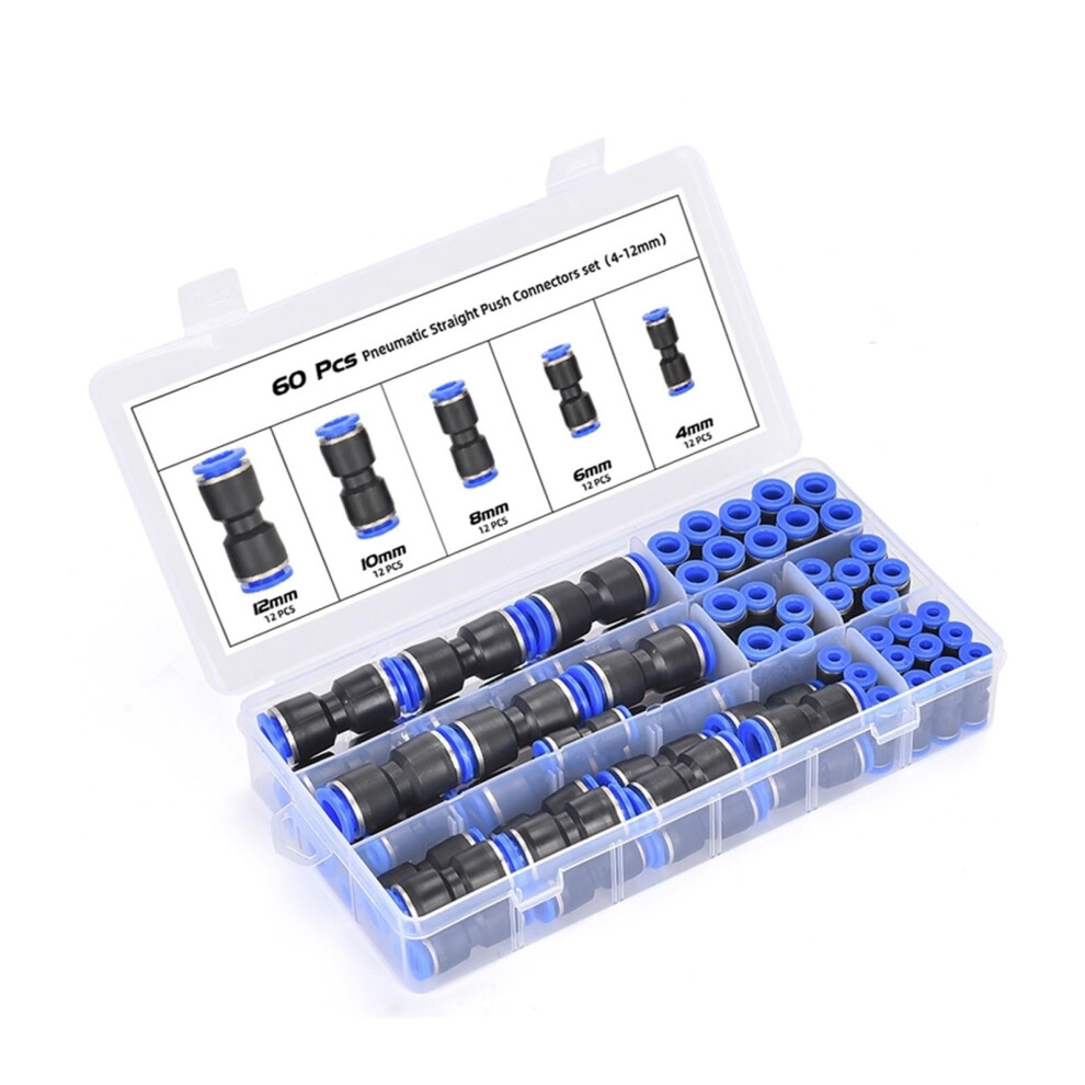 Pneumatic Push Fit Connector Set 60Pcs Pressure Plastic Hose Quick Connect Fittings 468Mm 9199774412001