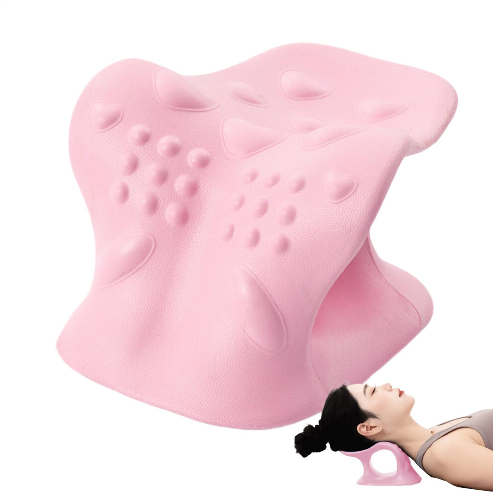 Pink Cervical Spine Stretcher Pillow Neck And Shoulder Massager Relaxer For Drivers, For Men And Women